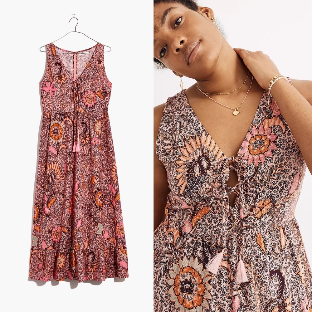 NWT Madewell Floral Midi Flowy Boho Dress Bali Blooms